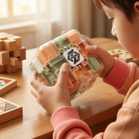 Brain Teaser Maze Cube | Uncategorized | Fascinating 3D Puzzle ChallengeThe Lumo Labyrinth Cube is a cleverly designed brain teaser that elevates spatial thinking. Players must guide a small metal ball through a maze of winding paths, curves, and tricky d