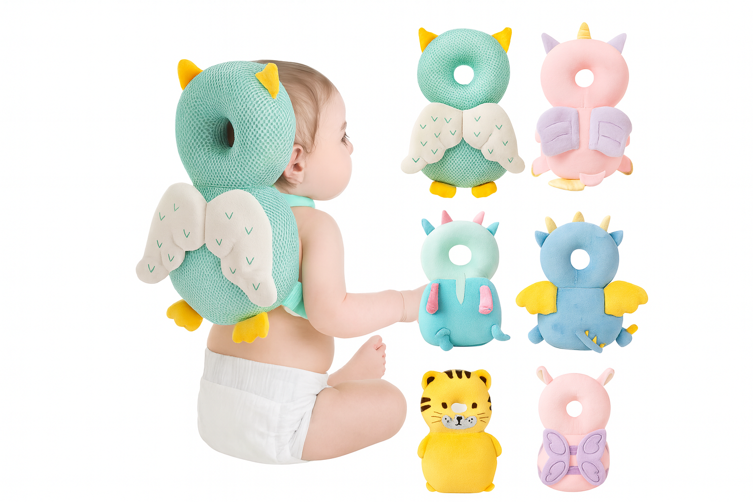 Buzzy Head Protector Pillow | Lightweight, Cotton, Adorable Animal Designs 4