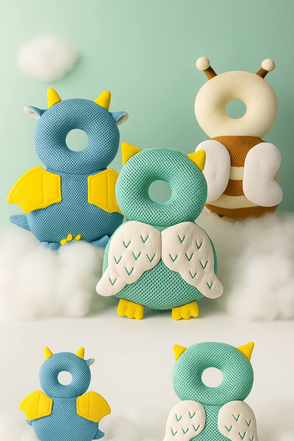 Buzzy Head Protector Pillow | Lightweight, Cotton, Adorable Animal Designs 5
