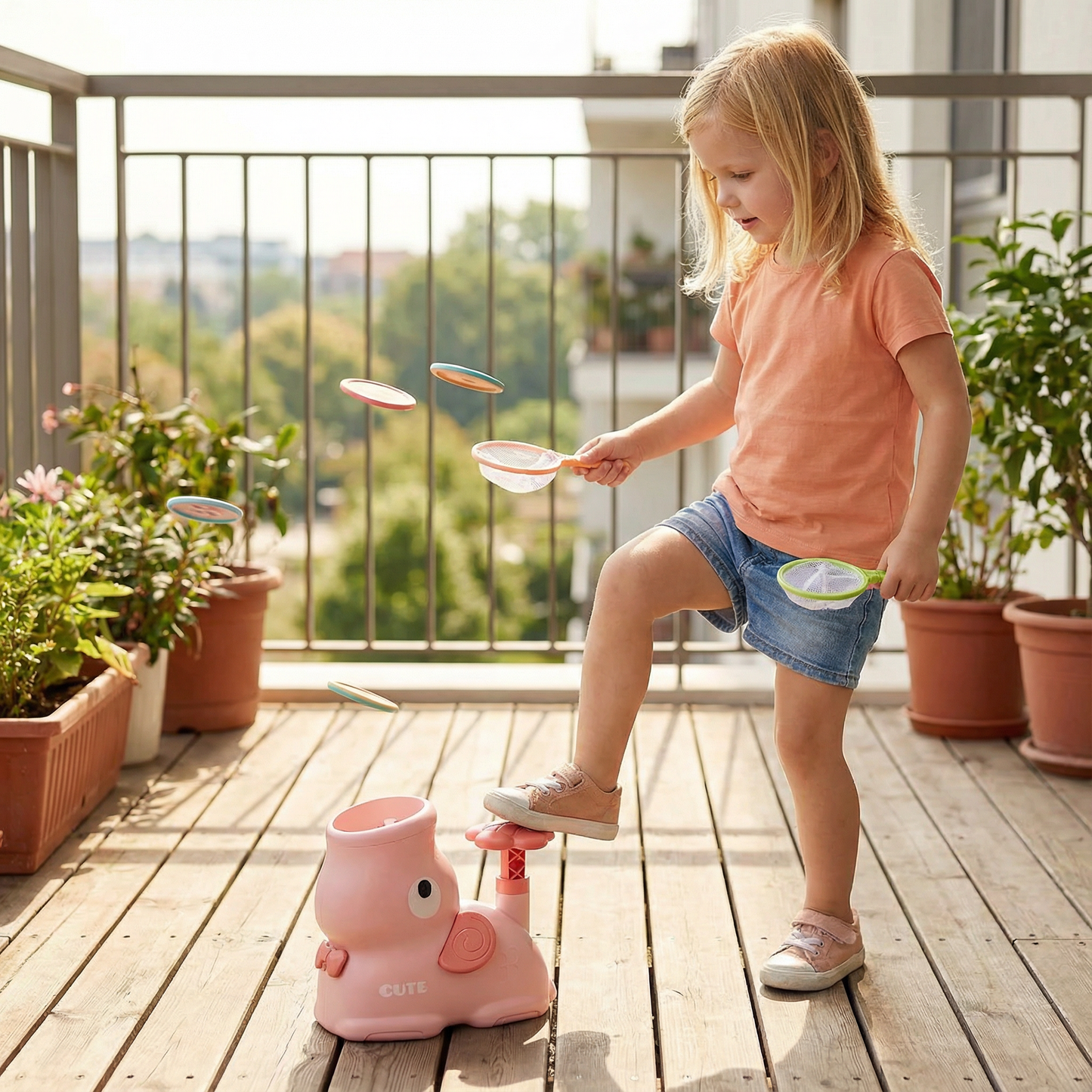 Elephant Disc Launcher | Flying Discs | SkyFlyer Disc Launcher: Fun and Active PlaytimeThe SkyFlyer Disc Launcher in an adorable elephant shape is designed to bring joy and movement to your child's day! Available in vibrant Pink and Green, this playful to