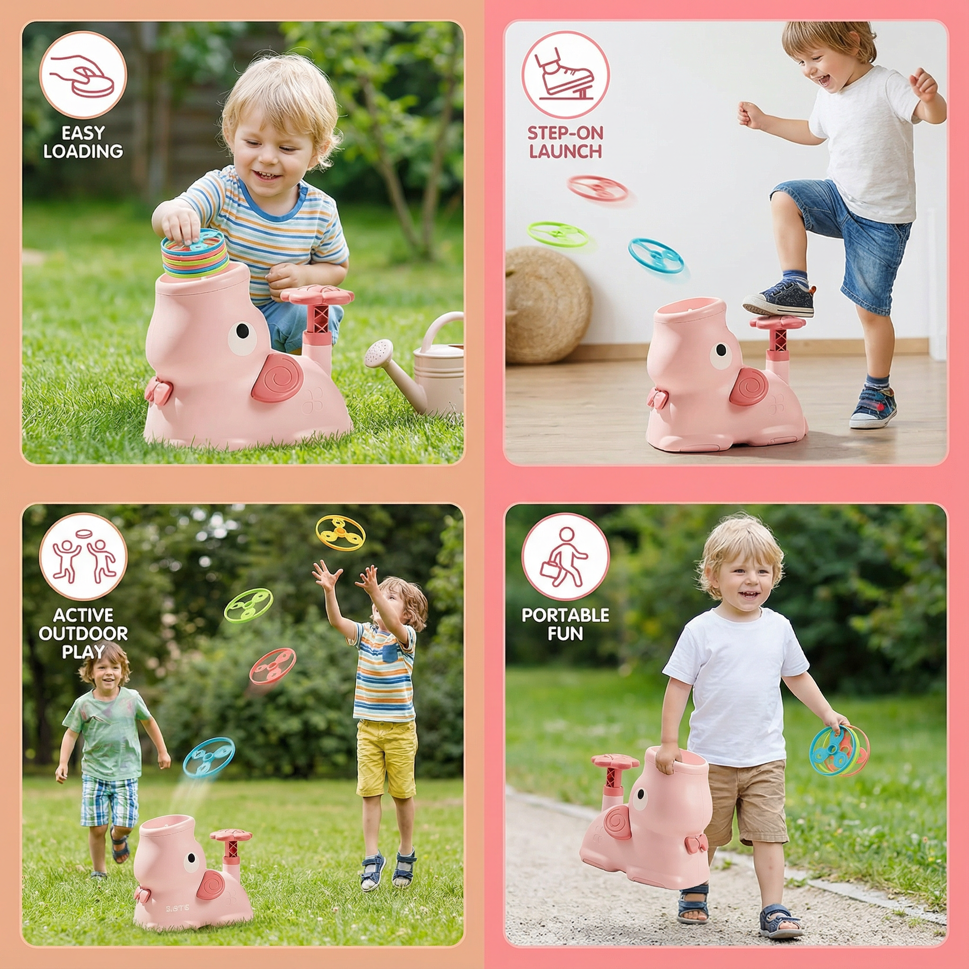 Elephant Disc Launcher | Flying Discs | SkyFlyer Disc Launcher: Fun and Active PlaytimeThe SkyFlyer Disc Launcher in an adorable elephant shape is designed to bring joy and movement to your child's day! Available in vibrant Pink and Green, this playful to