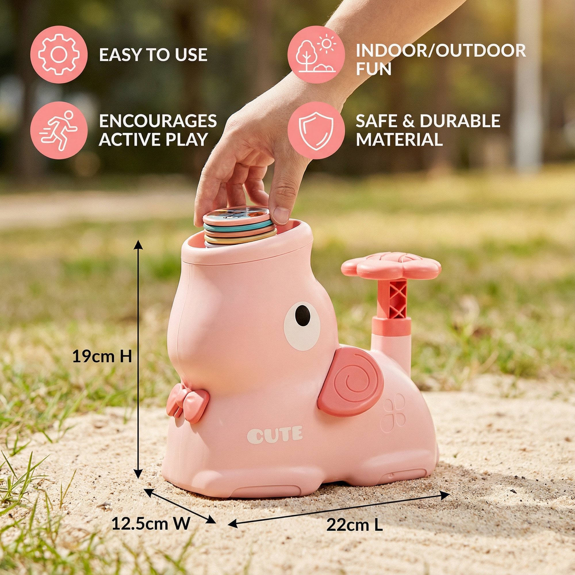 Elephanto Disc Launcher | Indoor & Outdoor Fun, Includes Discs and Safety Glasses 5
