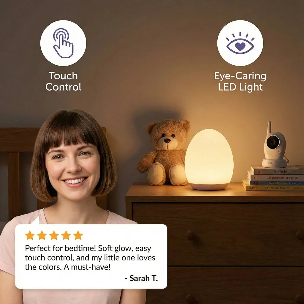 GloEgg Night Light | Touch-Control, 7-Colour Silicone Lamp 1