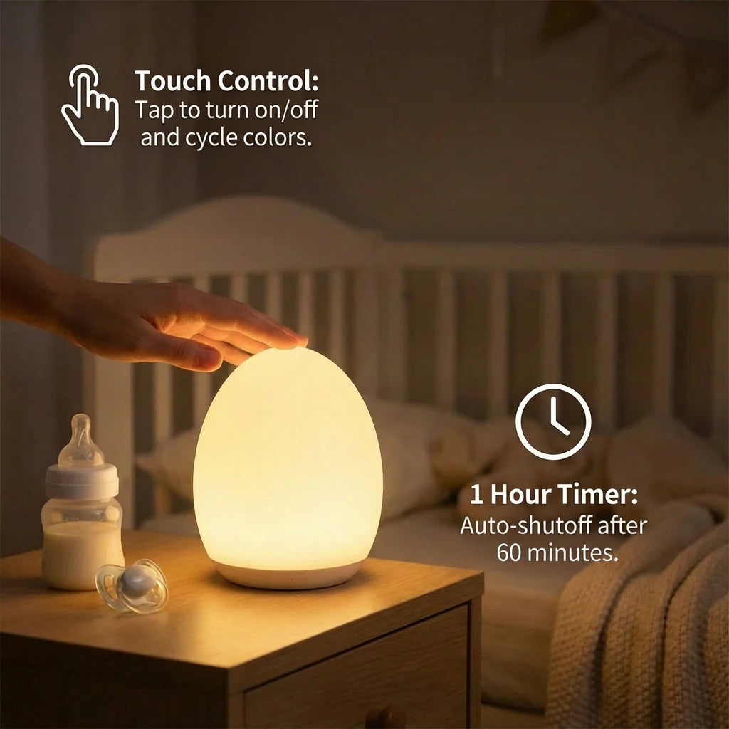 GloEgg Night Light | Touch-Control, 7-Colour Silicone Lamp 2