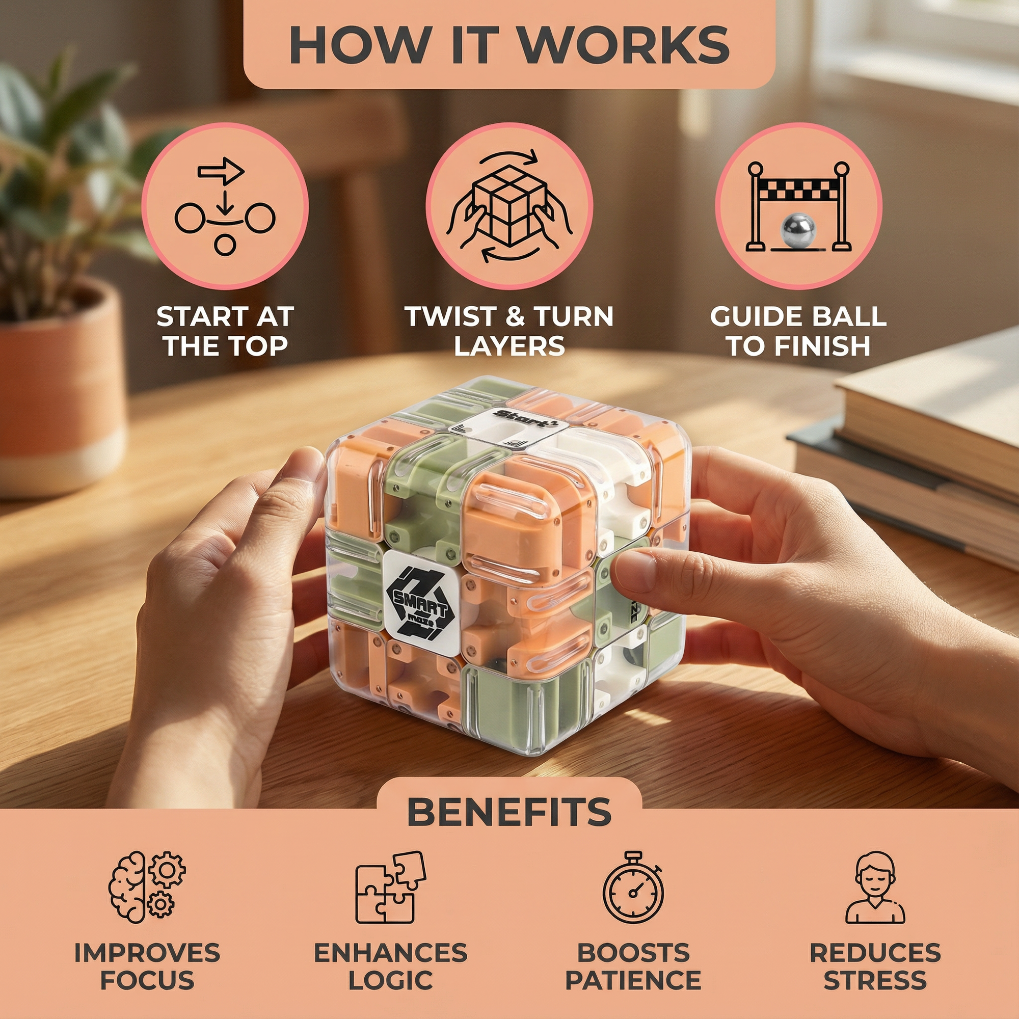 Lumo Labyrinth Cube | Engaging 3D Puzzle Challenge, Portable Brain Teaser 1