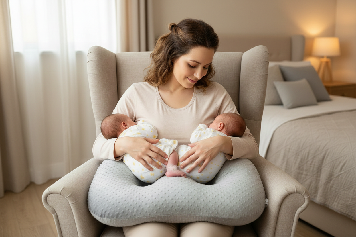 Tandem Haven Nursing Pillow | Ergonomic Support for Twins, Soft Fabric, Easy Care 0