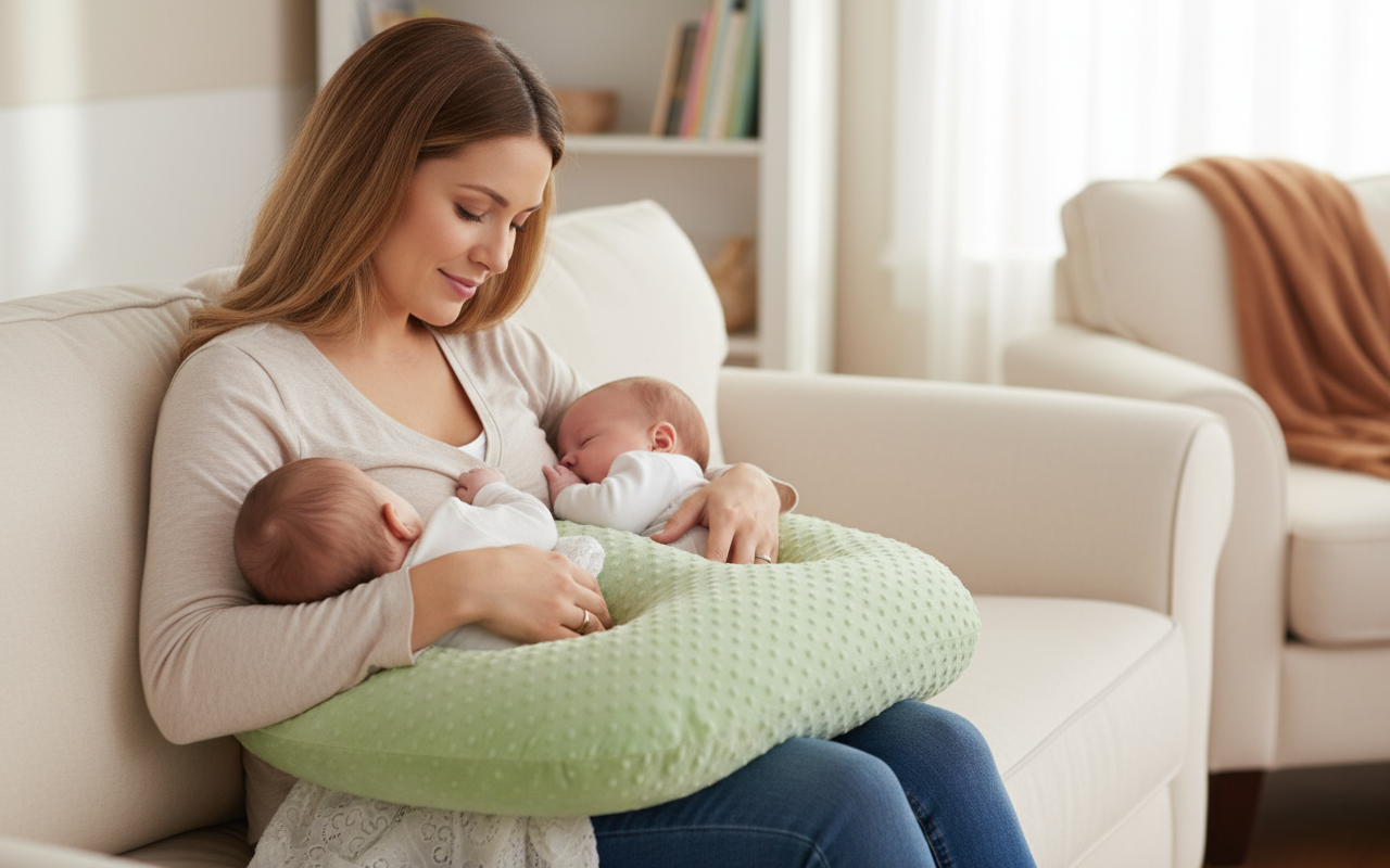 Tandem Haven Nursing Pillow | Ergonomic Support for Twins, Soft Fabric, Easy Care 11