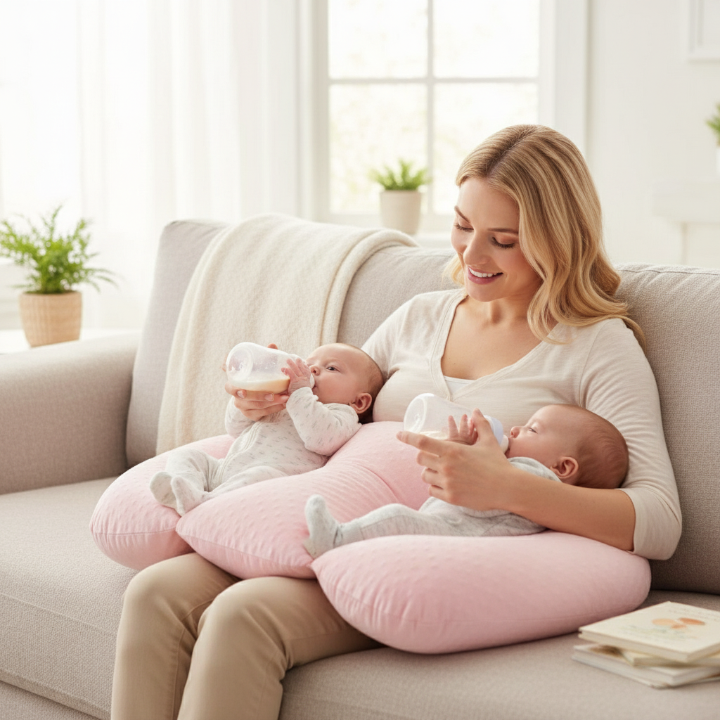 Tandem Haven Nursing Pillow | Ergonomic Support for Twins, Soft Fabric, Easy Care 18