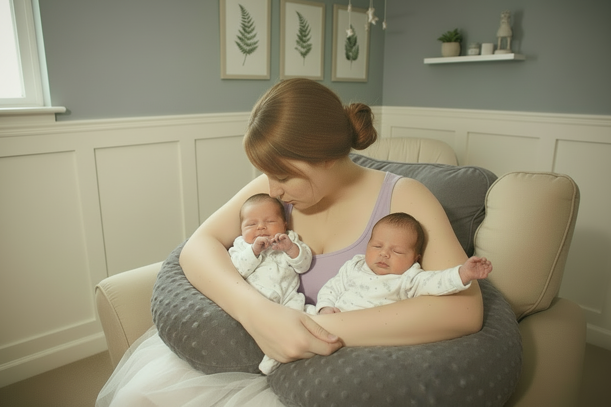 Tandem Haven Nursing Pillow | Ergonomic Support for Twins, Soft Fabric, Easy Care 4